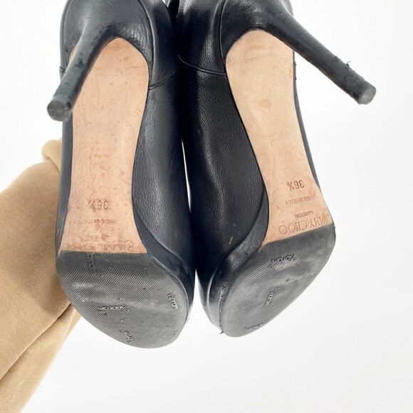 Jimmy Choo Harvey 100 Black Grainy Calf Leather Platform Ankle Boot Women's 36.5 - Picture 9 of 10